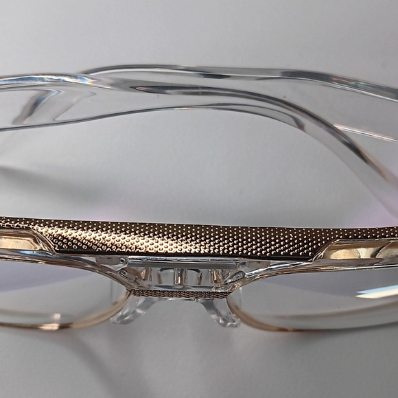 Oversized Square Vintage Double Bridge Fashionable Glasses with Gold Trim. - Picture 3 of 5